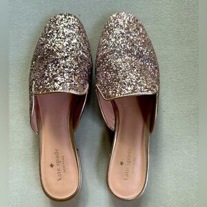 DESIGNER SHOE SALE! Kate Spade Pink Glitter Mules size 9.5